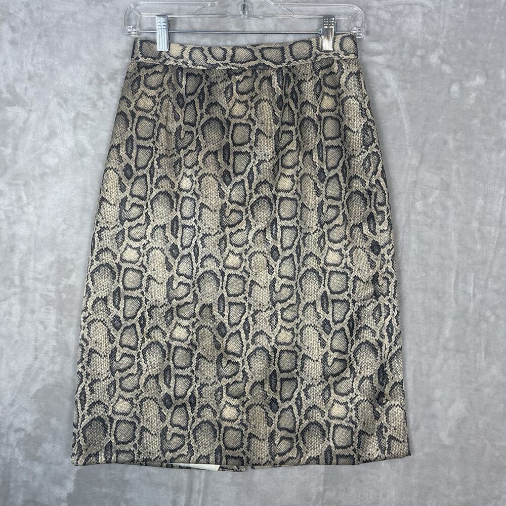Vintage 90s Snake Print High Waist Statement Skirt 34" W Mob Wife Office Siren - Picture 5 of 10